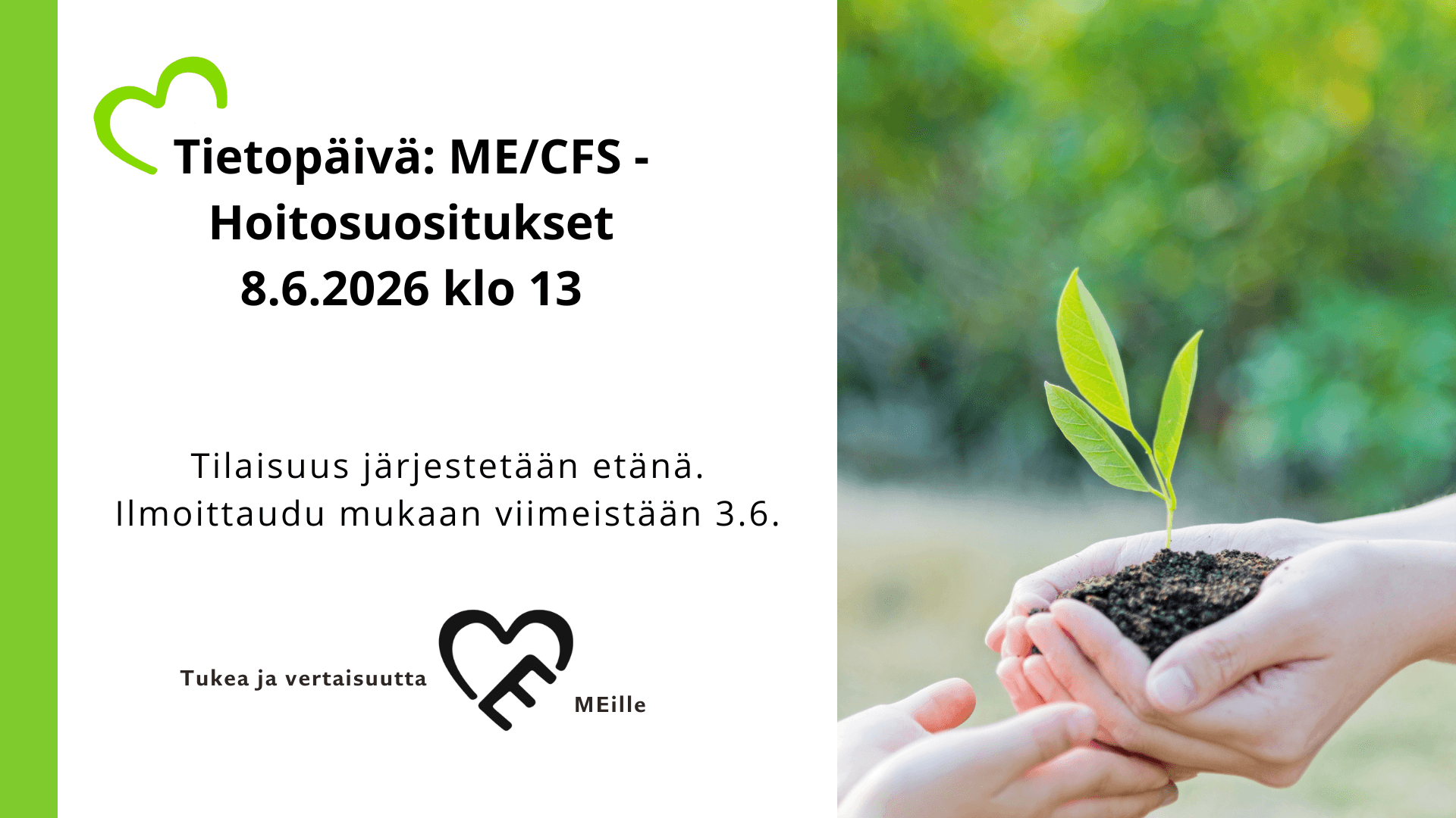 Tietopäivä-ilmoittaudu-mukaan Henkilö ojentaa kasvin taimen toiselle henkilölle kesäisenä päivänä.